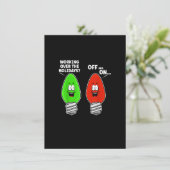 Working Over The Holidays Off And On Funny Christm Einladung (Stehend Vorderseite)