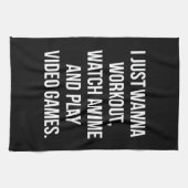 Workout, Anime beobachten, Videospiele spielen - F Geschirrtuch (Horizontal)