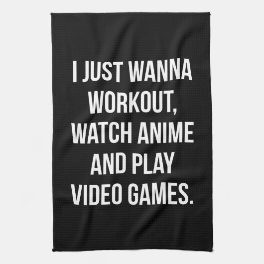 Workout, Anime beobachten, Videospiele spielen - F Geschirrtuch (Vertikal)