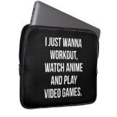 Workout, Anime beobachten, Videospiele spielen - F Laptopschutzhülle (Vorne Rechts)