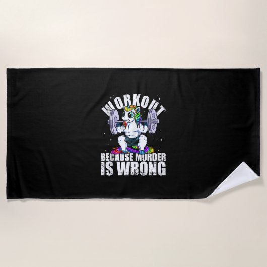 Workout Because Murder is Wrong Unicorn Tank Top Strandtuch (Vorderseite)