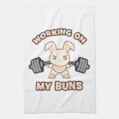Workout Bunny Cartoon - Arbeit an meinen Brötchen  Geschirrtuch (Vertikal)