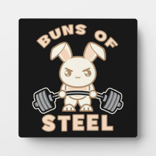 Workout Bunny Cartoon - Stahlblasen - Funny Gym Fotoplatte