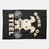 Workout Bunny Cartoon - Stahlblasen - Funny Gym Geschirrtuch (Horizontal)