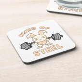 Workout Bunny Cartoon - Stahlblasen - Funny Gym Getränkeuntersetzer (Linke Seite)