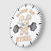 Workout Bunny Cartoon - Stahlblasen - Funny Gym Große Wanduhr (Winkel)