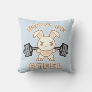 Workout Bunny Cartoon - Stahlblasen - Funny Gym Kissen