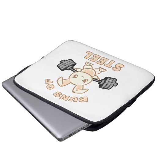 Workout Bunny Cartoon - Stahlblasen - Funny Gym Laptopschutzhülle (Vorne Knopf)