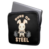 Workout Bunny Cartoon - Stahlblasen - Funny Gym Laptopschutzhülle (Vorderseite Links)