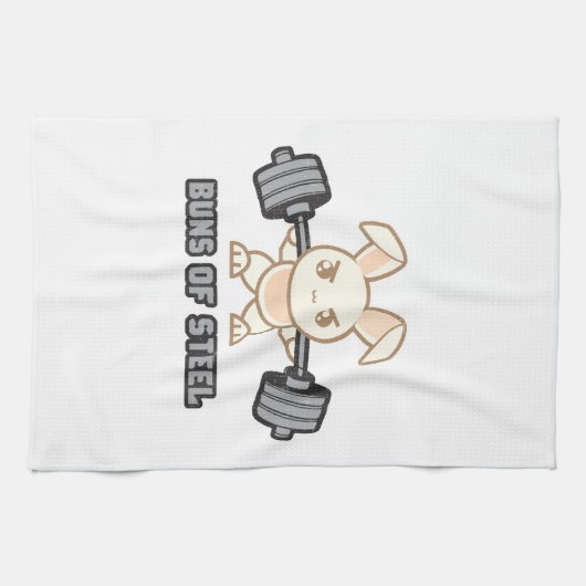 Workout Bunny Cartoon - Stahlgebläse, Funny Anime Geschirrtuch (Horizontal)