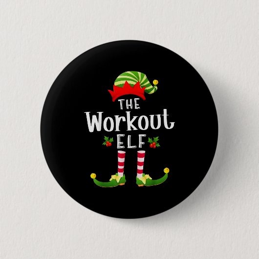 Workout Christmas Elf Matching Pajama X-mas Party Button (Vorderseite)