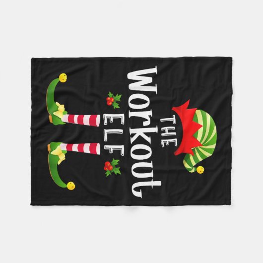 Workout Christmas Elf Matching Pajama X-mas Party  Fleecedecke (Vorderseite (Horizontal))