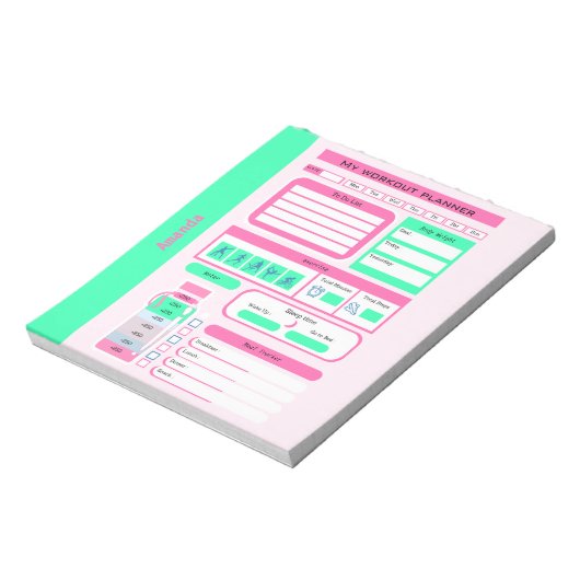 Workout Daily Schedule Mehl and weight tracker Notizblock (Rotiert)