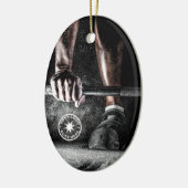 Workout-Fitness-Gym-Logo Keramik Ornament (Links)