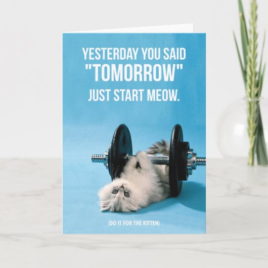 Workout Funny Motivation - Katze - Meetings starte Karte (Vorderseite)