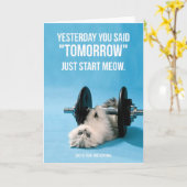Workout Funny Motivation - Katze - Meetings starte Karte (Gelbe Blume)