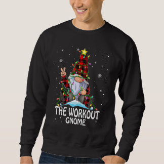 Workout Gnome Buffalo Plaid Matching Christmas Tre Sweatshirt