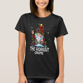Workout Gnome Buffalo Plaid Matching Christmas Tre T-Shirt