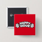 Workout - Happy Hour - Funny Gym Motivierend Button (Vorne & Hinten)