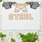 Workout-Häschen-Cartoon - Brötchen des Stahls - Geschirrtuch (Gefaltet)