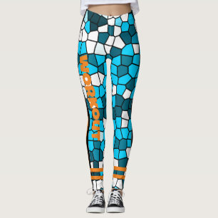Workout l Colorful Mosaic Agate l Einzigartig blau Leggings
