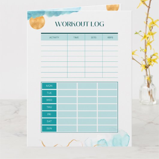 Workout Log und Fitness Tracker Karte (Gelbe Blume)