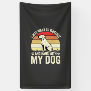 Workout mit meinem Hund Retro-Sonnenuntergang Banner