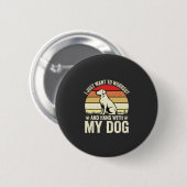 Workout mit meinem Hund Retro-Sonnenuntergang Button (Vorne & Hinten)