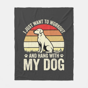 Workout mit meinem Hund Retro-Sonnenuntergang Fleecedecke