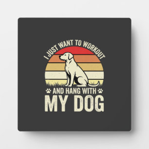 Workout mit meinem Hund Retro-Sonnenuntergang Fotoplatte