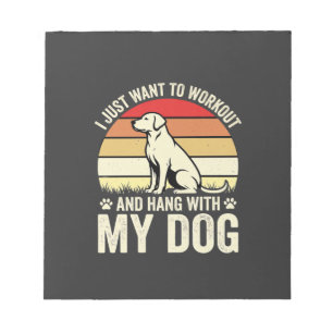 Workout mit meinem Hund Retro-Sonnenuntergang Notizblock