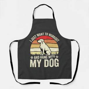 Workout mit meinem Hund Retro-Sonnenuntergang Schürze