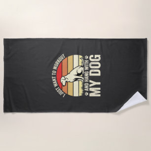 Workout mit meinem Hund Retro-Sonnenuntergang Strandtuch