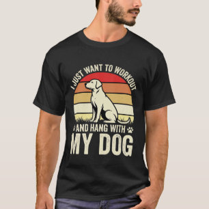 Workout mit meinem Hund Retro-Sonnenuntergang T-Shirt