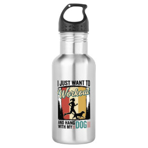 Workout Mit Meinem Hund Vintage Laufshirt Design_1 Edelstahlflasche