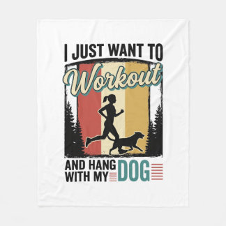 Workout Mit Meinem Hund Vintage Laufshirt Design_1 Fleecedecke