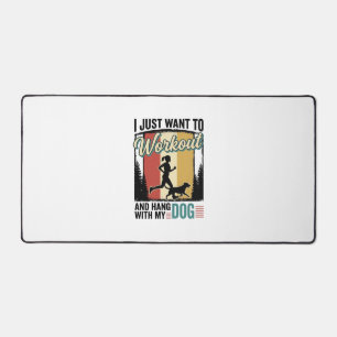 Workout Mit Meinem Hund Vintage Laufshirt Design_1 Schreibtischunterlage