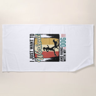 Workout Mit Meinem Hund Vintage Laufshirt Design_1 Strandtuch