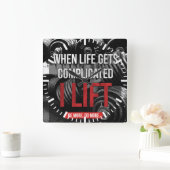 Workout-Motivation - ICH HEBE Quadratische Wanduhr (Zuhause)