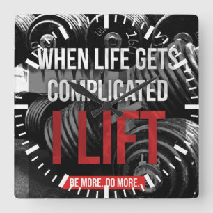 Workout-Motivation - ICH HEBE Quadratische Wanduhr