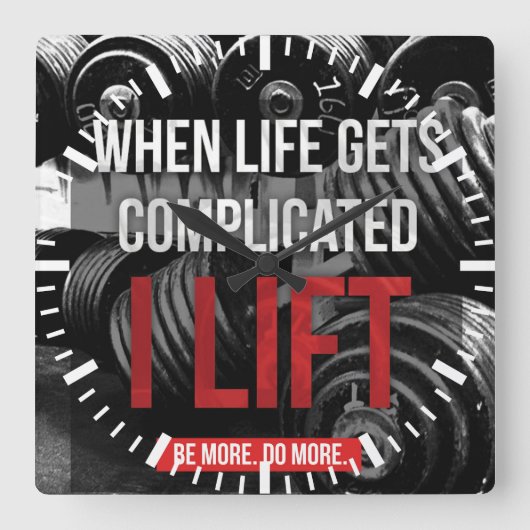 Workout-Motivation - ICH HEBE Quadratische Wanduhr (Vorderseite)