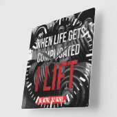 Workout-Motivation - ICH HEBE Quadratische Wanduhr (Winkel)