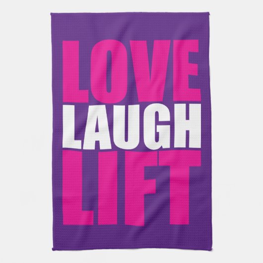 Workout Motivation - Liebe, Lachen, Aufzug Geschirrtuch (Vertikal)