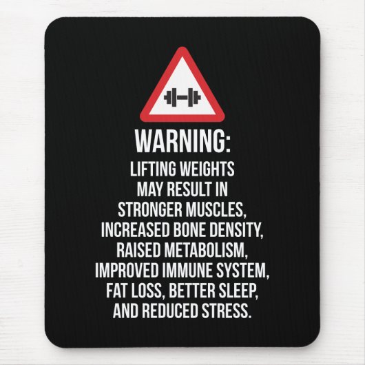 Workout Motivation - WARNUNG - Vorteile des Hubens Mousepad (Vorne)