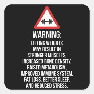 Workout Motivation - WARNUNG - Vorteile des Hubens Quadratischer Aufkleber