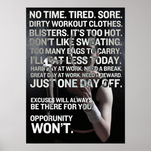 Workout Motivierend Poster (Vorne)