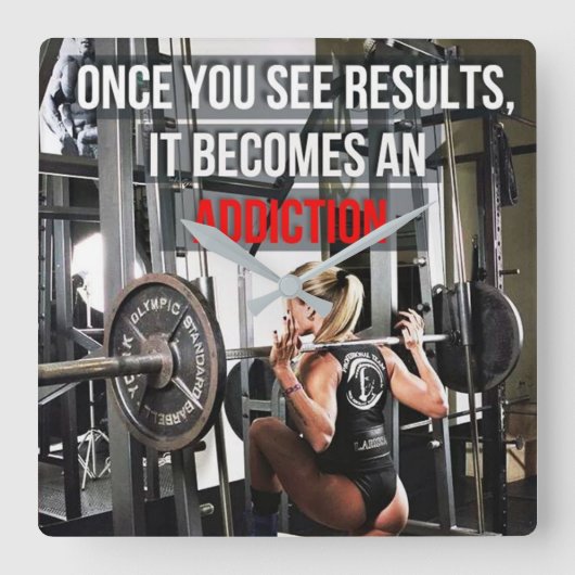 Workout Motivierend Quadratische Wanduhr (Vorderseite)