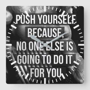 Workout Motivierend Quadratische Wanduhr