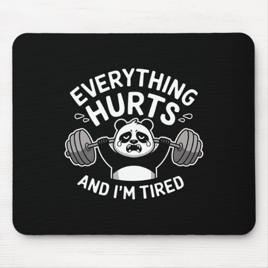 Workout Panda Alles tut weh müde Funny Gym Gif Mousepad (Vorne)