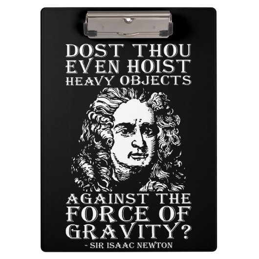 Workout-Spaß - Host du überhaupt? Isaac Newton Klemmbrett (Vorderseite)